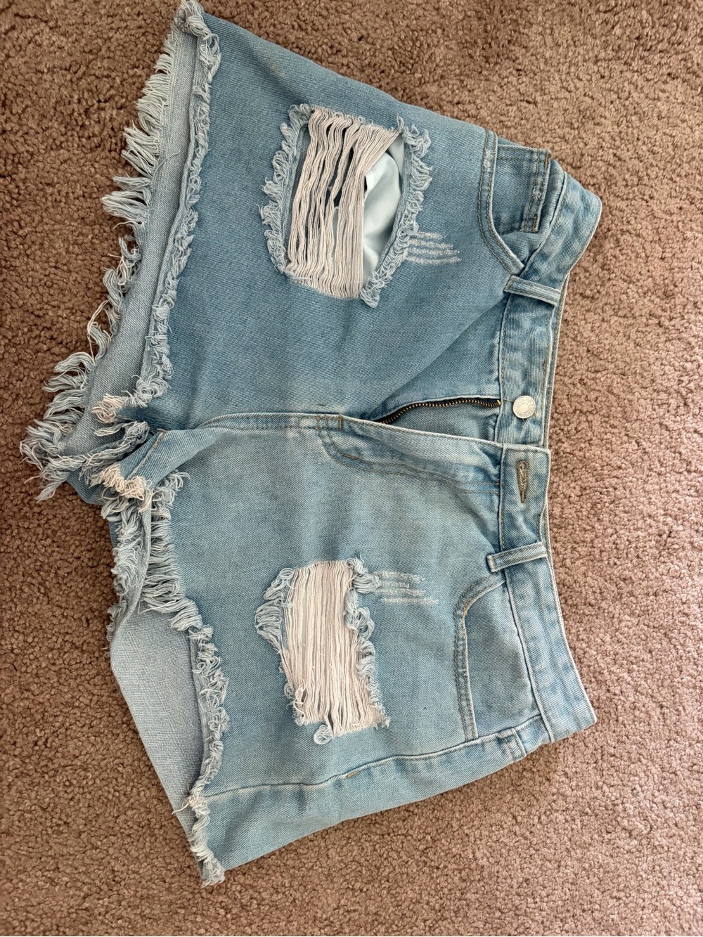 Women’s Light Blue Distressed Denim Jean Shorts